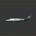 Modern Streamlined Jet Aircraft With White Black Body And Blue Tail Design