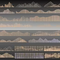 Modern Feature Wall With Various Geometric Patterns Layered Textures Gold And Black Metallic Finishes