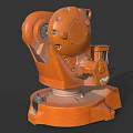 Orange Intelligent Industrial Robotic Machine With Mechanical Arm And Automation Components