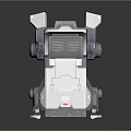 3D Designed Mechanical Robot Character Featuring Red Eyes and Multiple Metallic Legs