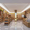 Liquor and Tobacco Store Interior With Shelves Of Wine Bottles And Tobacco Products