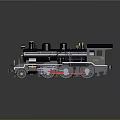 Black Steam Train Model With Yellow Details And Red Mechanical Parts On Gray Reflective Surface