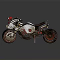 Vintage Weathered Motorcycle With Mechanical Details Red Beige Accents Metal Parts Circular Speckled Platform