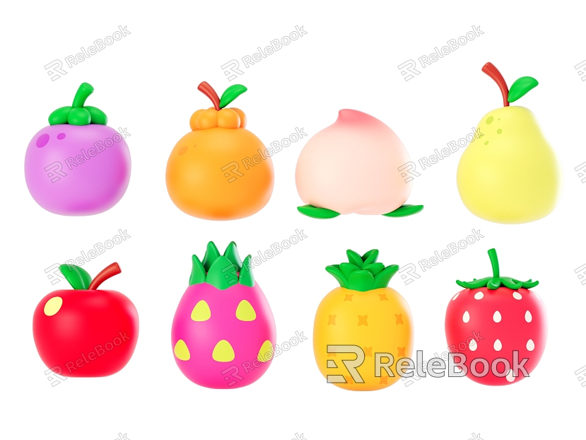 Cartoon fruit peach apple pear apple strawberry mangosteen pineapple dragon fruit model