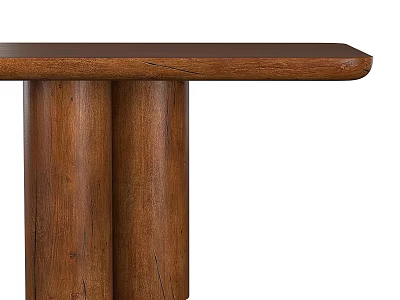 Wooden Dining Table With Cylindrical Legs Natural Grain And Rectangular Top 3d model