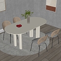 French Dining Table Dining Chair Log Style Dining Table Dining Chair Combination French Dining Table Dining Chair 3d model