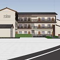 Traditional Detached Villa With Wooden Accents Balconies And Tree Surrounded Courtyard