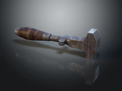 Sturdy Hardware Tool Hammer With Wooden Handle And Metal Head 3d model