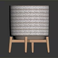 Stylish Ceramic Flower Pot With Herringbone Pattern And Wooden Stand 3d model