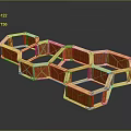 Wooden Hexagonal Modular Structure With Interlocking Geometric Design For Decorative 3d model