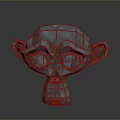 Metallic Geometric Sculpture With Polyhedral Design And Eye Shaped Holes On Reflective Base