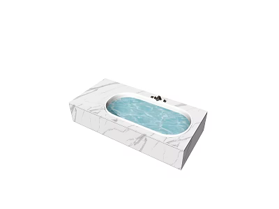 Sleek Marble Bathtub Design With Light Blue Water And Small Objects 3d model