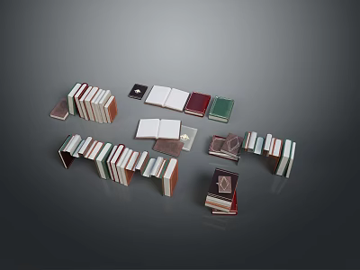 Various Colored Electronic E Readers in Different Sizes Open and Stacked on Gray Background 3d model