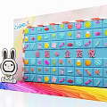 Colorful Candy Themed Panel With Rabbit Doll Lollipops And Rainbow Mat 3d model
