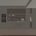Modern Kitchen Sideboard Design With Wooden Panels White Cabinets Built-in Appliances And LED Lighting
