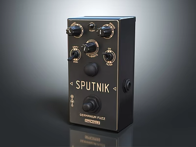 Black Sputnik Chromatic Fuzz Musical Instrument Effects Pedal With Knobs And Maker's Mark 3d model