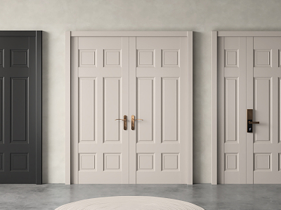 Modern Double-door Solid Wooden Door Interior Door Paint-free Door Single-door Room Door 3d model