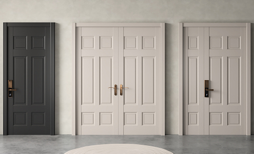 Modern Double-door Solid Wooden Door Interior Door Paint-free Door Single-door Room Door 3d model