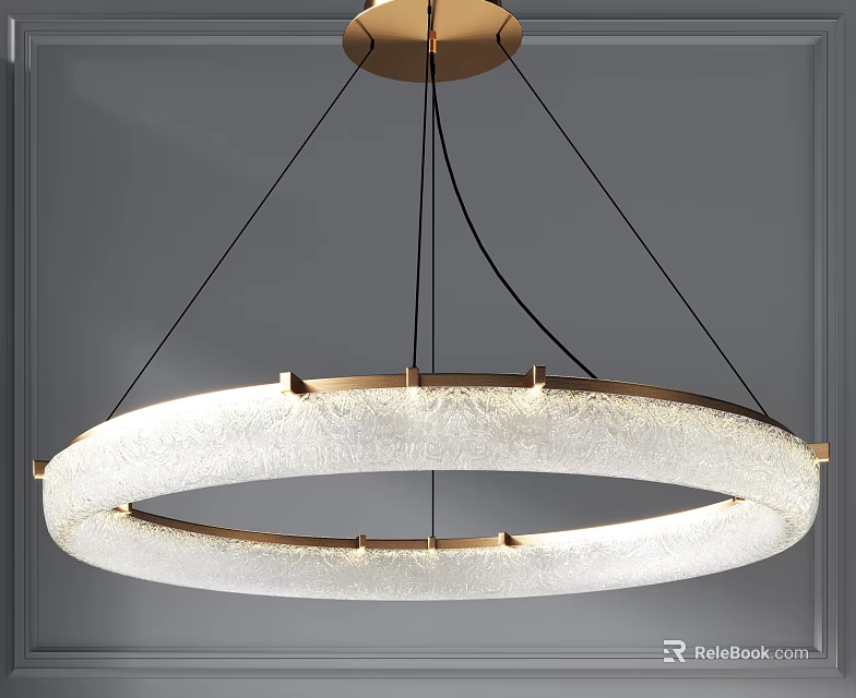 Modern Circular Chandelier With Metal Frame And Frosted Glass Shade For Interior Lighting 3d model 