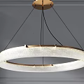 Modern Circular Chandelier With Metal Frame And Frosted Glass Shade For Interior Lighting