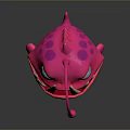 Cartoon Style Pink Aquatic Creature With Long Tentacles Big Eyes And Sharp Teeth