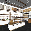 Modern Dessert Shop Interior With Glass Display Cases And Fresh Pastries Bread