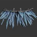 Abstract Blue Spiky Structure With Sharp Crystalline Projections On White Background