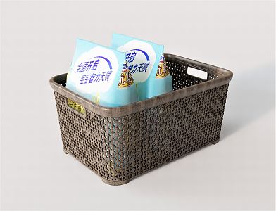 Modern Washing Powder Ornaments Basket Bamboo Basket Dirty Clothes Basket 3d model