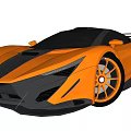 Orange and Black Sports Car with Sleek Body Orange Wheels Sporty Design Modern Look