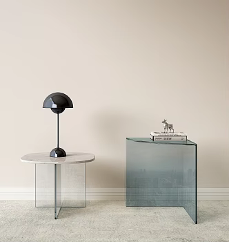 Glass coffee table side table lamp 3d model