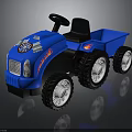 Blue Kids Toy Tractor With Black Seat White Wheels And Flame Snowflake Decals