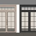 Double Doors with Light Wood and Dark Gray Frames Glass Panels for Modern Interior Spaces