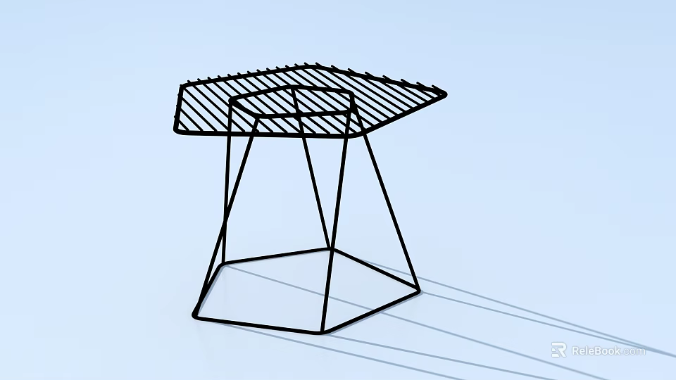 Modern Single Chair with Geometric Structure Square Seat and Angled Legs Design 3d model 