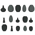 Assorted Ceramic Vessels in Various Shapes and Neutral Gray Tones for Home Decor