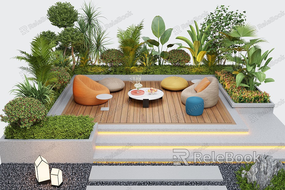 Garden landscape flower pool outdoor sofa landscape plants model