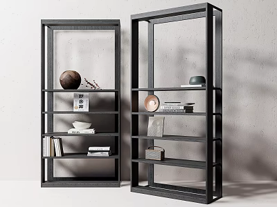 Black Open Multi Layer Storage Shelves For Home Decor And Display Items 3d model