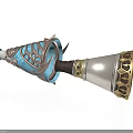 Ornate Decorative Horn With Blue Enamel Gold Patterns And Carved Details