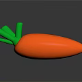 Orange Carrot Model With Green Leaves On Black Background With Reflection
