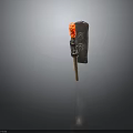 Traditional Hand Tool With Wooden Handle Red Decoration And Metal Plate