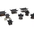 Traditional Chinese Style Pavilion Models Featuring Decorative Roofs And Various Architectural Designs