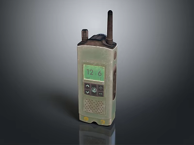 Military Weapon Communication Device With Green Body Antenna Screen Displaying 126 And Control Buttons 3d model
