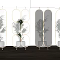 Modern Room Dividers With Metal Frame Mesh Design And Potted Plants