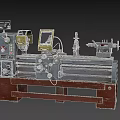 Industrial Lathe Machine Featuring Control Panel Digital Display Rotary Components And Red Base