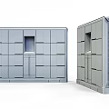 Modern Storage Cabinets With Digital Screens Drawers And Blue Accent Lights