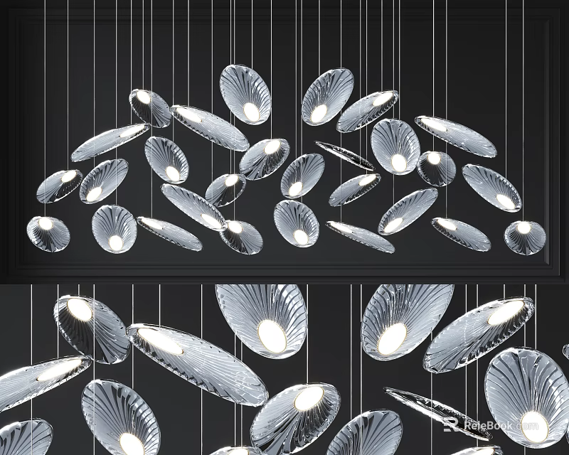 Modern Decorative Transparent Shell Shaped Chandelier With Illuminated Hanging Design 3d model 
