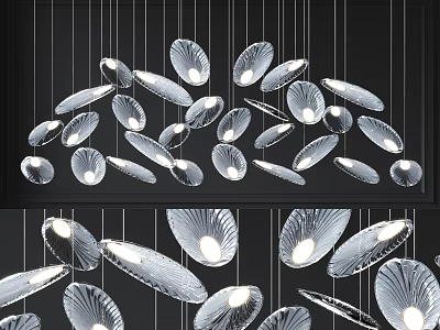 Modern Decorative Transparent Shell Shaped Chandelier With Illuminated Hanging Design 3d model