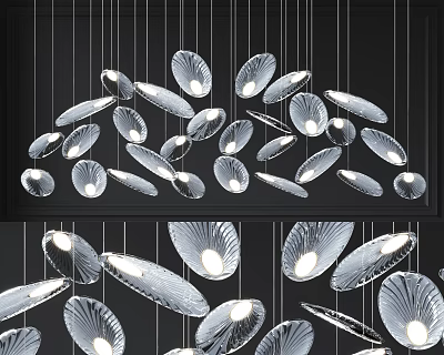 Modern Decorative Transparent Shell Shaped Chandelier With Illuminated Hanging Design 3d model