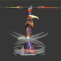 Colorful Robot Action Figure With Long Pole Weapon And Transparent Spiral Base