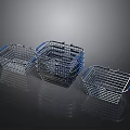 Modern Stainless Steel Wire Baskets With Blue Handles For Home Storage