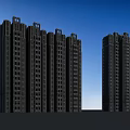 Modern Multiple High Rise Residential Buildings Exterior With Blue Sky Background